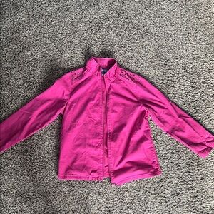 VINTAGE Koret Women’s Hot Pink Stud-Accent Jean Jacket